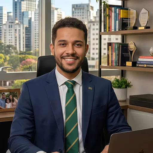 身穿蓝色西装的 AI UGC 演员