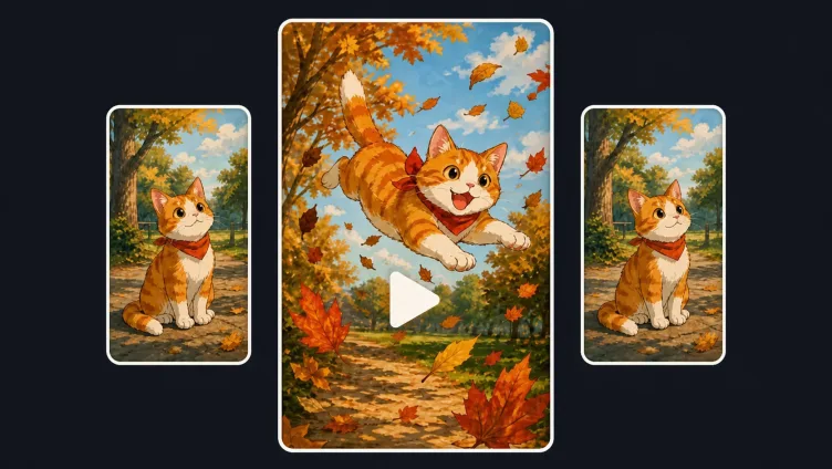 手绘风社媒循环视频:一只猫跳起后回到与开头呼应的姿势